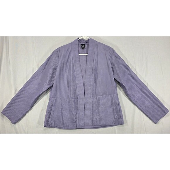 Eileen Fisher Silk Pant Set Kimono Jacket Minimalist Lagenlook 2-Piece Purple S - Picture 2 of 14